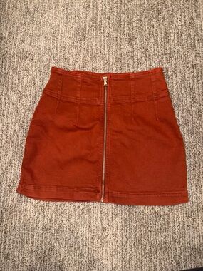 We The Free Rust Zip-Front Mini Skirt